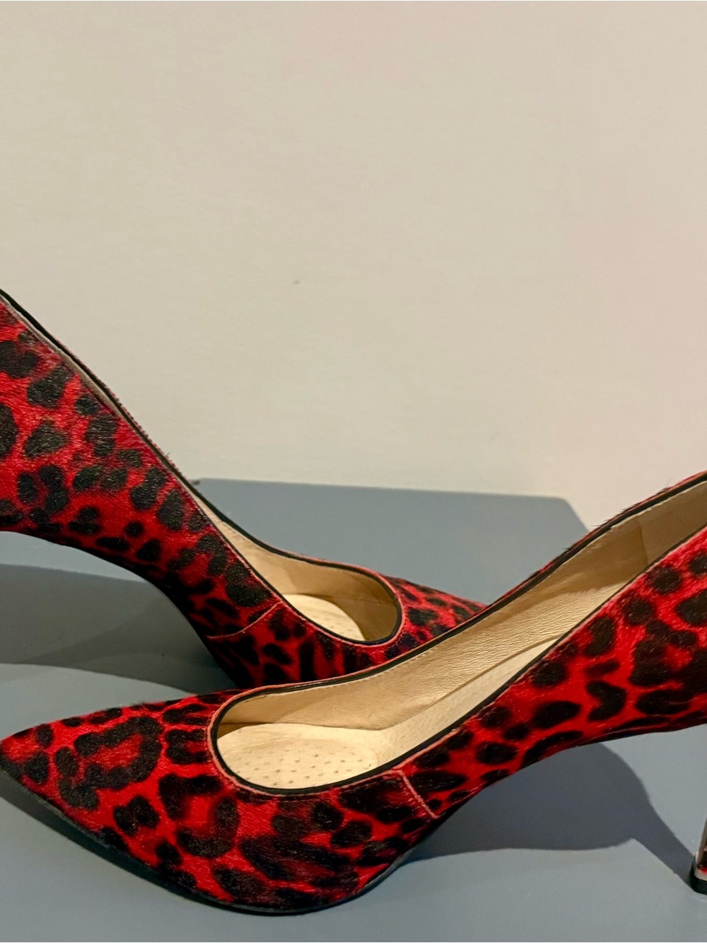 Kenneth Cole Red and Black Leopard Print Heels